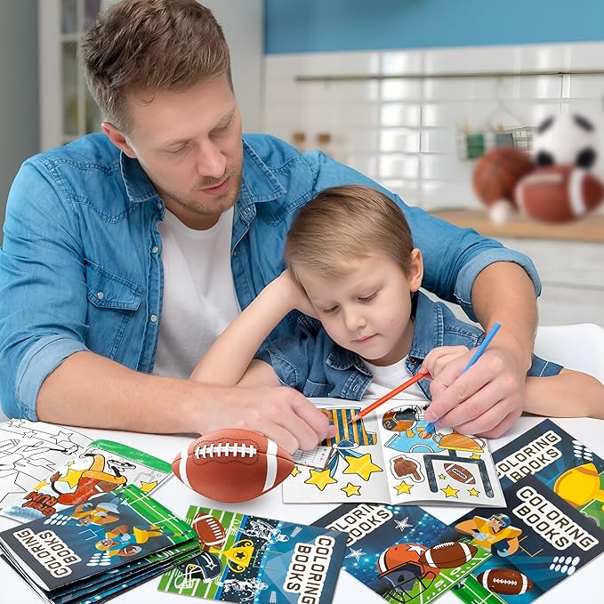 24Pcs Football Coloring Books Sport Theme DIY Color-in Pages Football Helmet Glove Trophy Drawing Booklet Party Favors Gifts Classroom Reward Home Art Activity Supplies for Kids Toddlers
