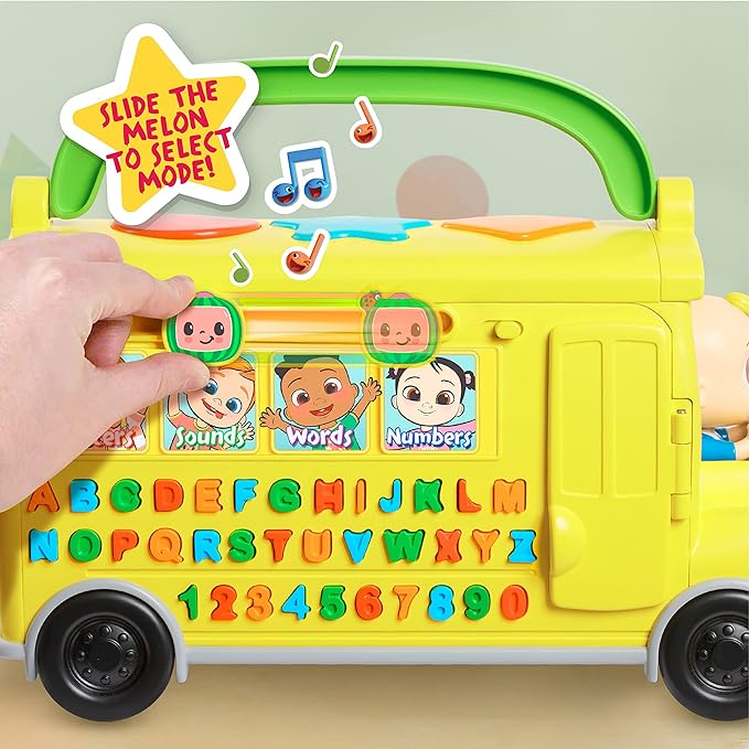 CoComelon Musical Learning Bus, Number and Letter Recognition, Phonetics, Yellow School Bus Toy Plays ABCs and Wheels on the Bus, Officially Licensed Kids Toys for Ages 18 Month by Just Play