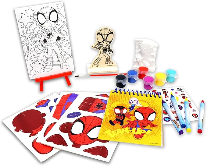 Spidey and his Amazing Friends 5 in 1 Creativity Tub, 50-Piece Preschool Arts and Crafts Activity Set, Kids Toys for Ages 3 Up
