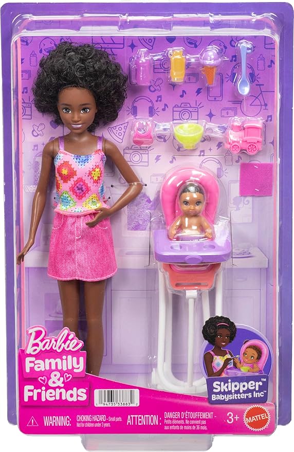 Barbie Skipper Babysitters, Inc. Playset with Brunette Doll, Brunette Toddler Doll, High Chair & 8 Accessories Including Food 2