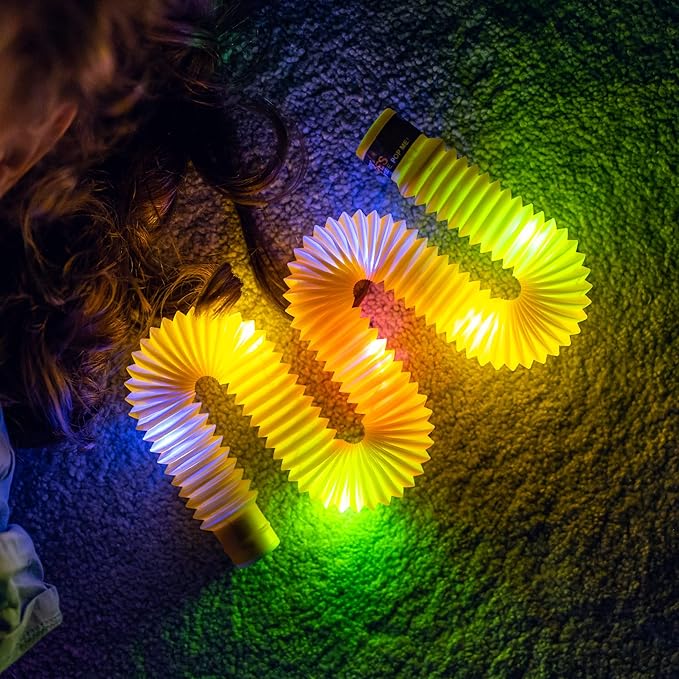 nutty toys Light Up Pop Tubes - Sensory Toys - Glow Sticks for Kids, Fine Motor Skills Toddler Fidget, Top ADHD & Autism 2025, Best Preschool Gifts Idea, Unique Boy & Girl Valentines Day Presents