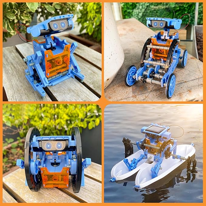 Sillbird STEM 12in1 Solar Robot Toys for Ages 8-13, Solar and Cell Powered Dual Drive Motor DIY Building Science Educational Kit, Gift for Kids 8 9 10 11 12 13 Years Old