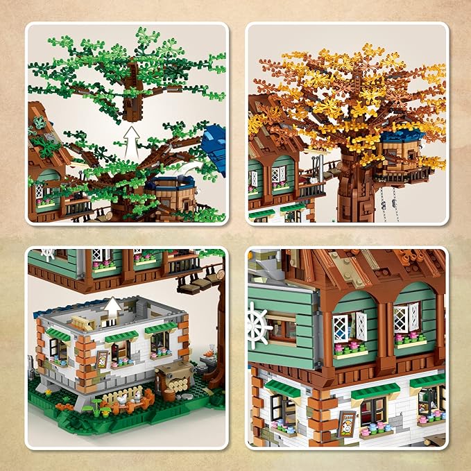 Idea Tree House Bricks Model Toys Set, Forest House Building Blocks Street View Sets, for Adults Ages 14+ Tree House Display 4761 PCS(Not Compatible with Lego Set )