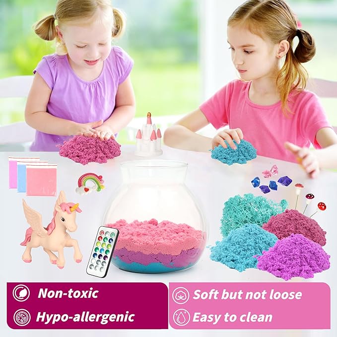 Unicorn Light-Up Terrarium Kit for Kids - LED Night Light Birthday Gift for Girls Ages 5 6 7 8 9 10 11 12 Year Old - Unicorn DIY Arts and Crafts Kit for Kids - Best Christmas Gifts for Girls