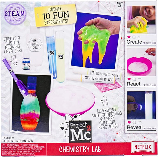 Project MC2 Chemistry Lab STEM Science Kit, At-Home STEM Kits For Kids Age 6 And Up, Chemistry Experiments, Science Parties for Kids, DIY Lava