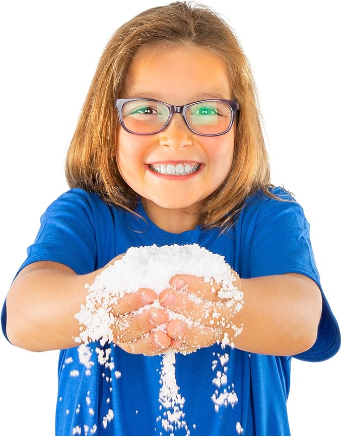 Steve Spangler Science Insta-Snow Powder Starter Kit, 2.6 oz Bag and Plastic Tank – Science Kits for Kids, Makes Realistic, Fluffy Snow in Seconds, Sensory Toys & STEM Activities for Classrooms/Home