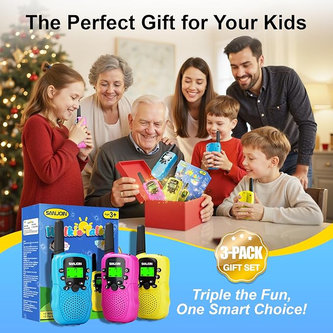 Walkie Talkies for Kids Games Outdoor Toys for 3-12 Year Old Boys Girls, 3 Miles Range Walkie Talkie as Easter Basket Stuffers, 4 Year Old Girl Birthday Gifts for 3 4 5 6 7 8 9 Year Old Boy Girl Gift