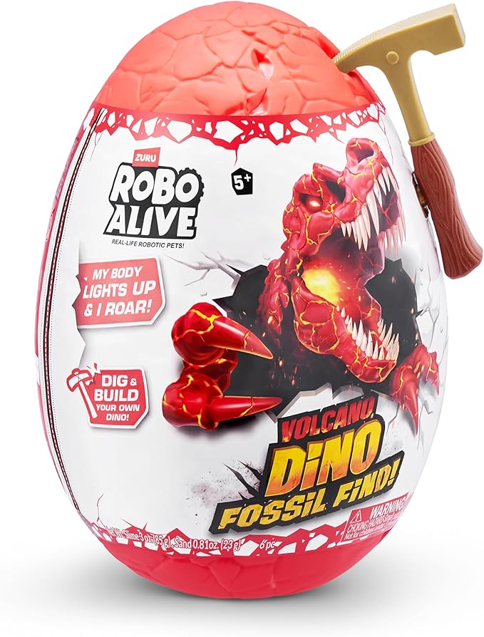 Robo Alive Volcano Dino Fossil Find Triceratops by ZURU Boys Age 5+ Dig and Discover, STEM -Excavate Prehistoric Fossils, Educational Toys, Great Science Kit Gift (Triceratops)