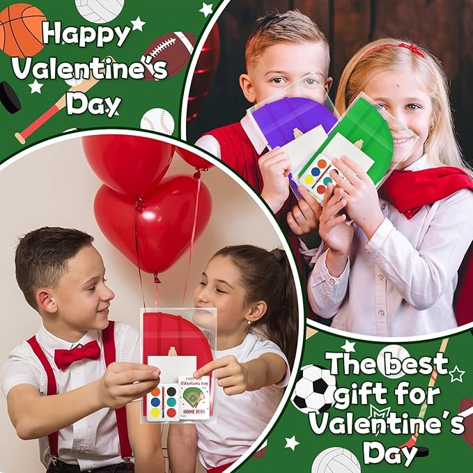 Gosodeny 24 Sets Valentines Watercolor Paint Set Painting Cards Painting Canvas Panel with Wooden Easel Watercolor Paint Painting Brush Kit Valentines Day Cards Packaging Bag Set Gifts