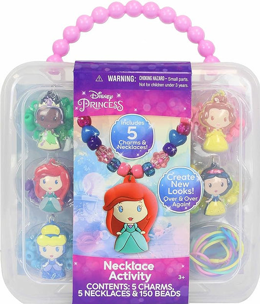 Disney Princess Necklace Activity, 160-Piece Jewelry Making Kit, Preschool Arts and Crafts, Kids Toys for Ages 3 Up