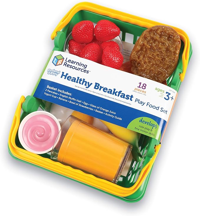 Learning Resources Healthy Breakfast Basket - 18 Pieces, Ages 3+ Pretend Play Food for Toddlers, Preschool Learning Toys, Kitchen Play Toys for Kids
