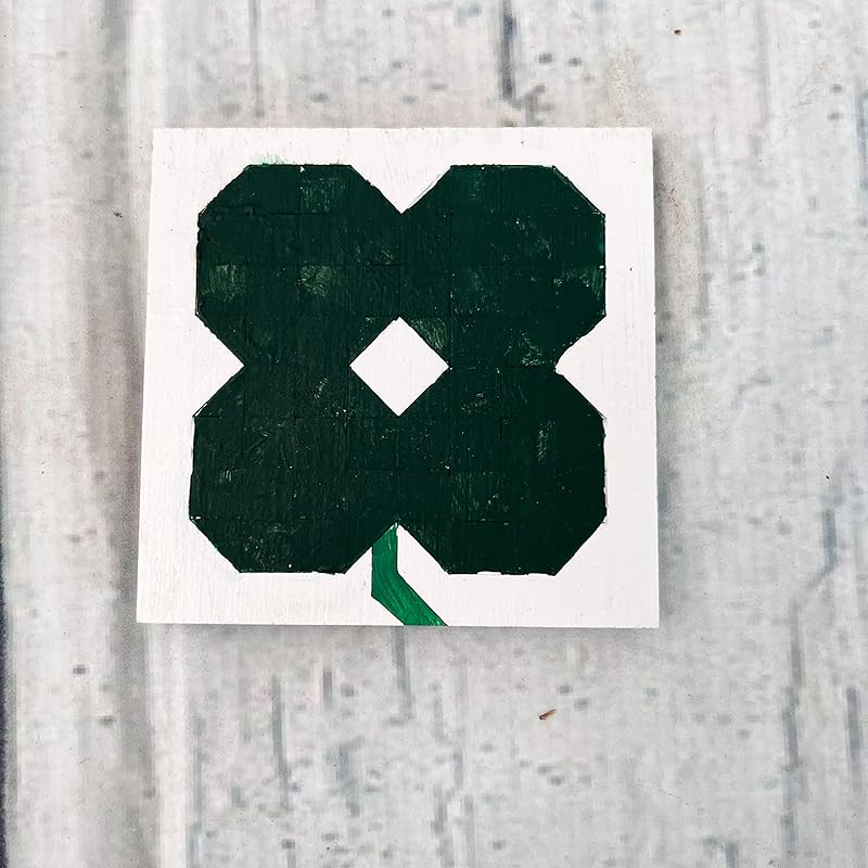 Unfinished Shamrock Barn Quilt Square Wooden Sign, Spring Country Decor Canvas Quilts Blocks (21 inches, Clover 4 Leaf) AVTRBoutique