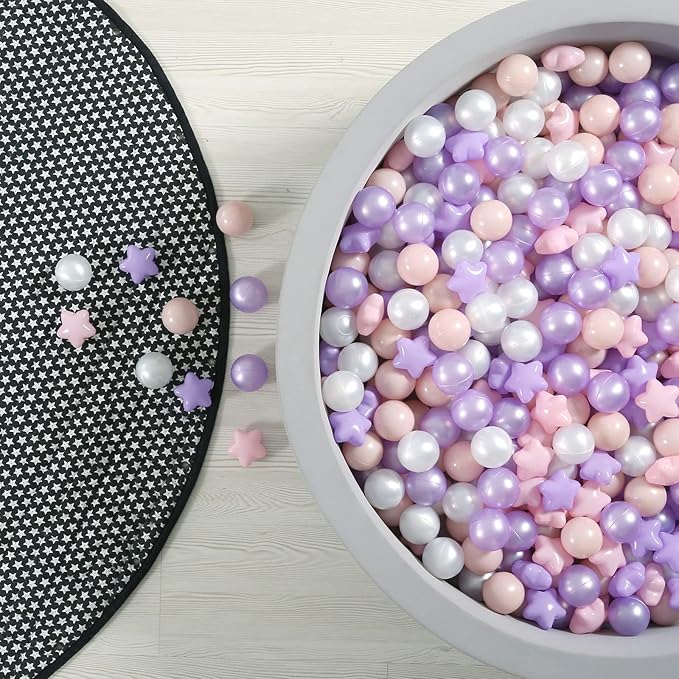 GOGOSO Pink and Purple Star Pit Balls for GirlsToddlers for Playhouse, Baby Pool, Play Ball Fun Centers, for Babies, Kids, Toddlers, Phthalate Free BPA Free