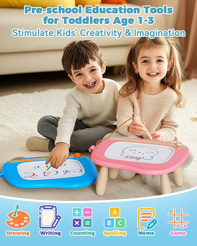 KOKODI Toddler Magnetic Drawing Board with Sturdy Legs, Large Colorful Mess Free Sketch Scribble Doodle Pad, Easter Birthday Gifts Toys for Boys Kids Preschooler Age 18 Month to 1 2 3 Years Old