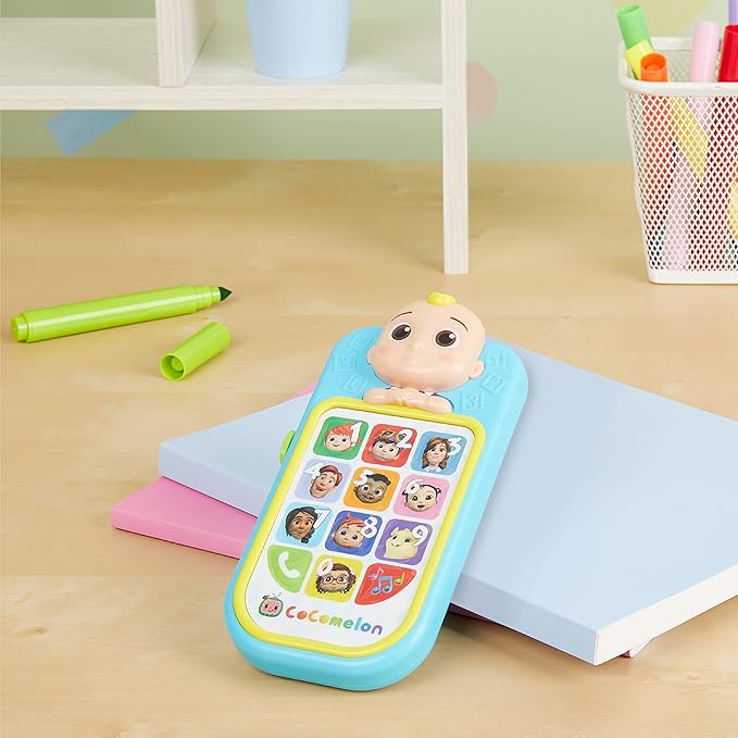CoComelon JJ’s First Learning Toy Phone for Kids, Lights, Sounds, Music, Letters, Numbers, Colors, Shapes, and Weather, Kids Toys for Ages 18 Month by Just Play