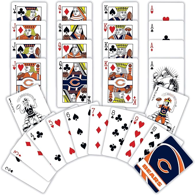MasterPieces - NFL Playing Cards, Officially Licensed Chicago Bears Football Deck, Family Games for Adults and Kids, Standard Index