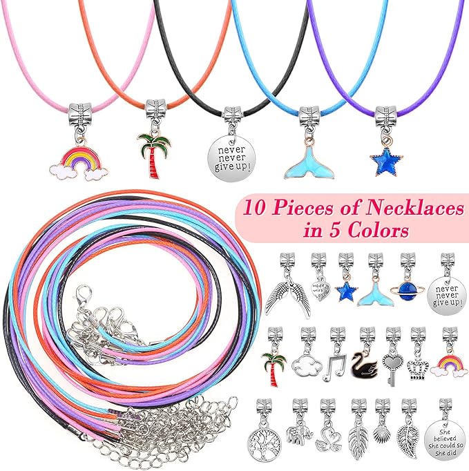 Thrilez DIY Bracelet Making Kit for Girls, 97Pcs Charm Bracelets Kit with Beads, Pendant Charms, Bracelets and Necklace String for Bracelets Craft & Necklace Making, Gift Idea for Kids and Girls
