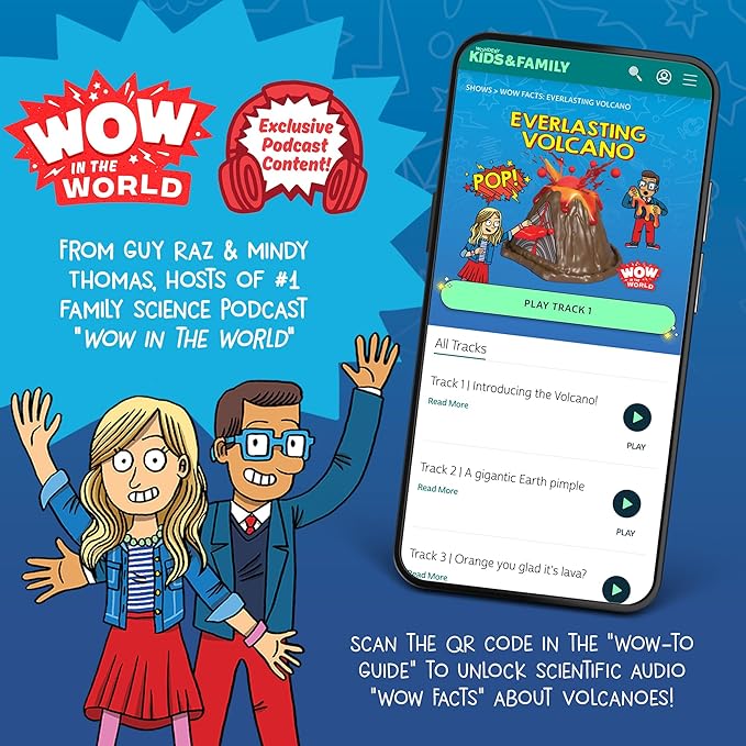 Wow in The World Everlasting Volcano | Erupt Your Volcano Again & Again, Slime Lava, Rubber Lava Rocks, Companion Audio Content, Bonus Reusable Science Tool, STEM Toy for Kids 4+ by Thames & Kosmos