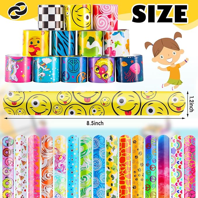 Slap Bracelets for Kids,60 Pcs Christmas Slap Bracelets,Kids Slap Bracelets Bulk,Slap Wristbands for Kids Party Favors Christmas Stocking Stuffers Birthday Gifts (60 Designs)