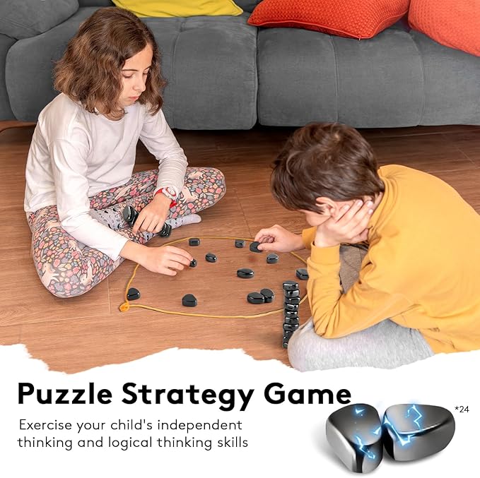 Magnetic Chess Game with Stones, Magnet Game, Puzzle Strategy Family Games, Party Travel Desktop Educational Games for Kids and Adults, Gifts for All Age, Valentine's Day, Easter Gifts