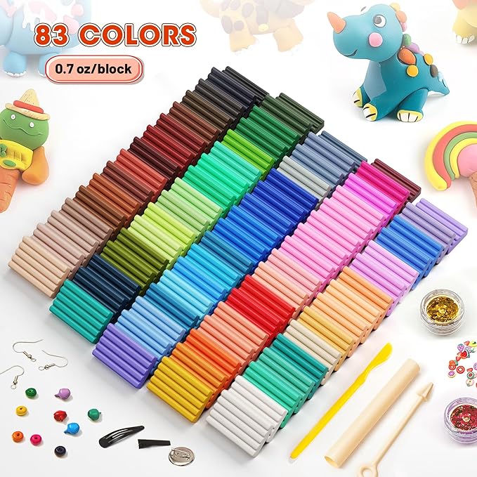 VigorFun 194 PCS Polymer Clay Kit with Sculpting Tools and Accessories, 83 Colors Non-Toxic Modeling Clay for Kids, DIY Oven Bake Clay, Arts and Crafts Gift Set for Kids Adults and Beginners
