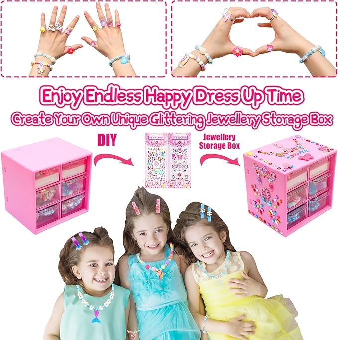 Jewelry Toys-for-Girls,Toddler Girls Toys Age 6-8,Lovely Rings Kids-Toys for 3 4 5 6 7 8 9 10 Year Old Girls,Play Jewelry Princess Toys for Dress Up,Easter Birthday Unicorns-Gifts-for-Girls