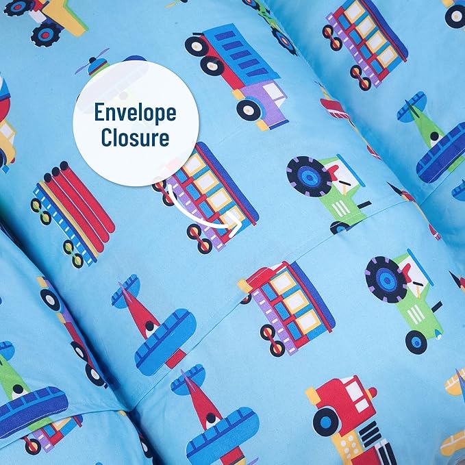 Wildkin Microfiber Pillow Lounger, 87 X 27 Inches, Trains, Planes & Trucks