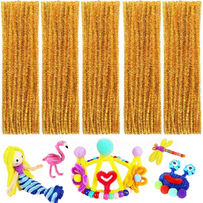 Pipe Cleaners, Pipe Cleaners Craft, Arts and Crafts, Crafts, Craft Supplies, Art Supplies (Golden Glittery)…