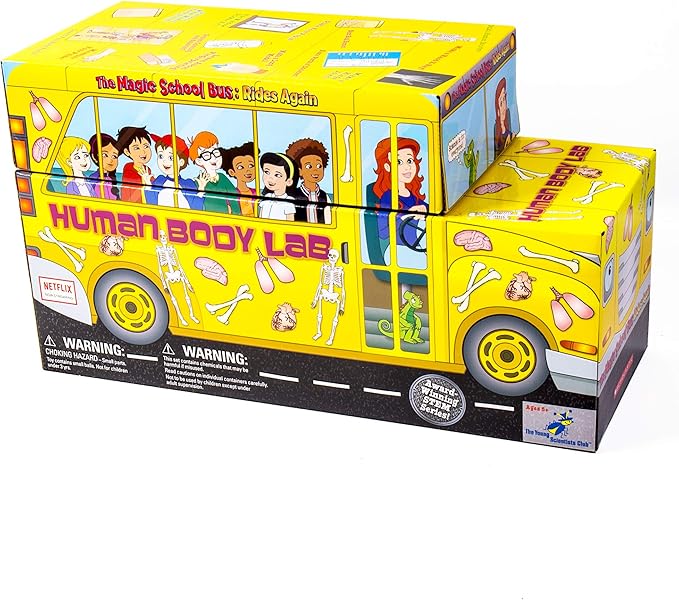 The Magic School Bus:Human Body Lab By Horizon Group USA,Homeschool STEM Kit,Includes Hands-On Educational Manual,Experiment Cards,Plastic Human Skeleton,Data Notebook,Hinge Joint Model & More ,Yellow