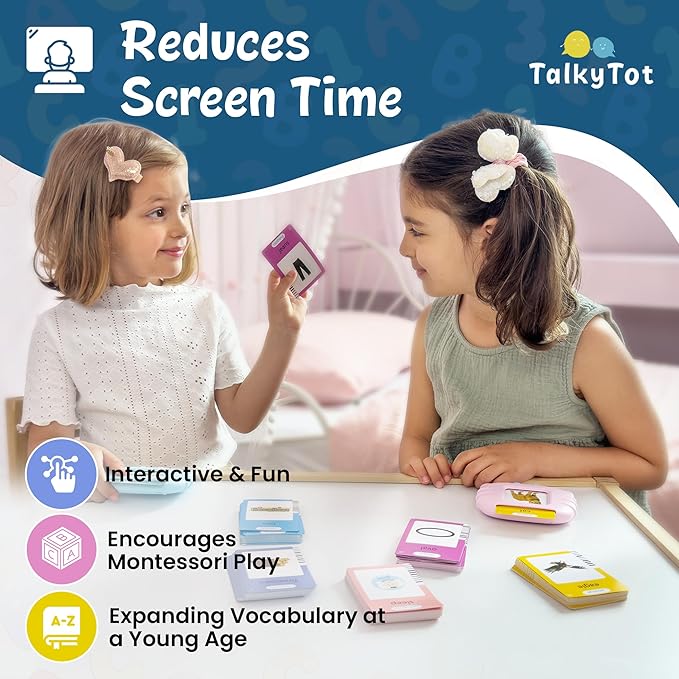 510 Words Talking Flash Cards for Toddlers 1-3, Pocket Speech for Toddlers, Card Early Education Device, Phonics Flash Cards, Word Learning Toys for Toddlers 1-3, Pocketspeech