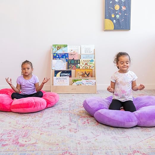 ECR4Kids SoftZone Flower Floor Pillow, Seating Cushion, Bright Pink