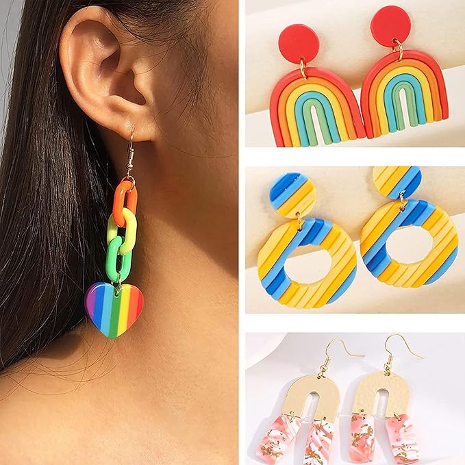 60 Pcs Clay Tools Set,Polymer Clay Earring Making Kit, 51 Shapes Stainless Steel Clay Cutters with 8 Circle Shape Cutters 1 Clay Letter Stamp Jewelry Making Sculpting Clay (60Pcs)