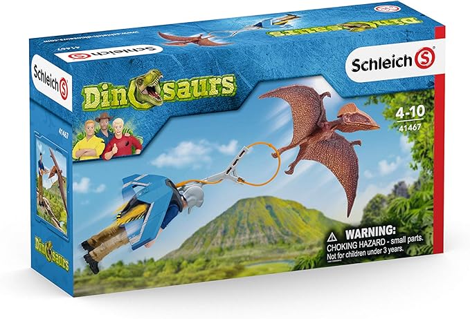 Schleich Dinosaurs, Dinosaur Gifts for Boys and Girls, Jetpack Chase Playset with Tupuxuara Toy, 7 pieces, Ages 4+