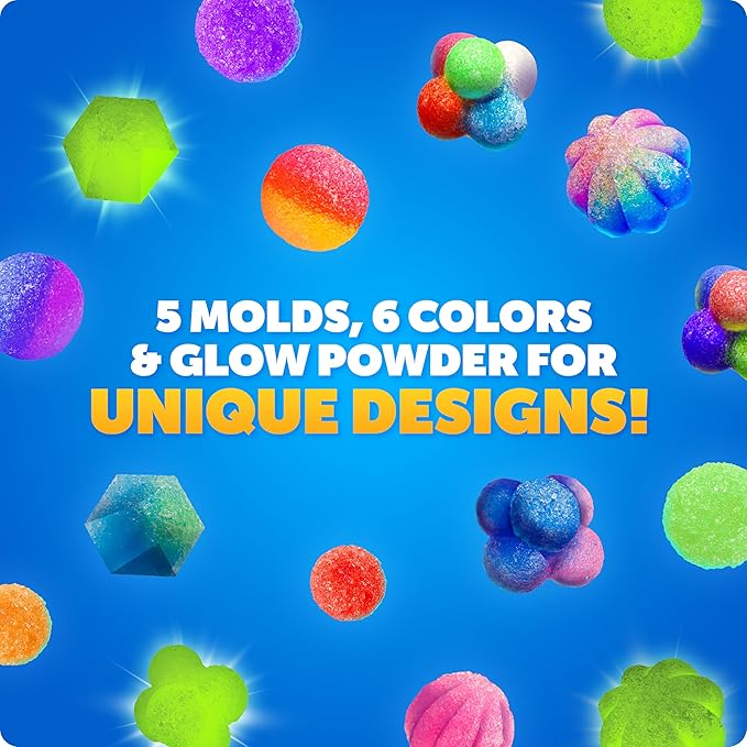Bouncy Ball Science Kit - Make Up to 45 Glow in The Dark Bouncy Balls for Kids with 6 Colors & 5 Mold Shapes, DIY STEM Projects, Science Kit for Kids, Kids Science Projects, Ball Maker