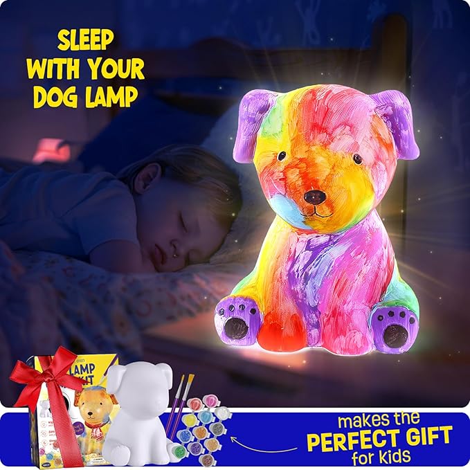 Paint Your Own Dog Lamp Kit, Art Supplies Arts & Crafts Kit, Painting kit for Kids 6-12, Arts and Crafts for Kids Ages 8-12, Toys Girls Boy Birthday Gift Ages 3 4 5 6 7 8 9 10 11 12+