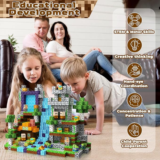 200 PCS Magnetic Blocks - Magnetic Building Blocks Cubes Adventurer, Magnet Toys for Kids Age 3+, Toy Building Set for Kids, Magnets Construction Easter Birthday Gifts for Boys Girls Age 4-8, 8-12