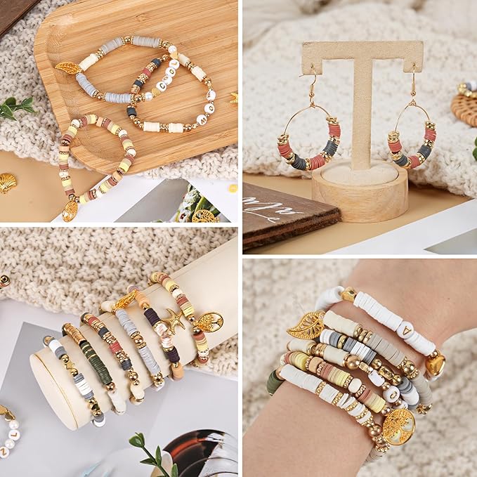QUEFE 8200pcs Clay Beads Bracelet Making Kit, 30 Colors Flat Preppy for Friendship Bracelets, Polymer Heishi Beads with Charms for Jewelry Making, Holiday Crafts Gift for Teen Girls Adults