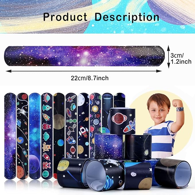Viicoor 30PCS Space Slap Bracelets Snap Bracelet Wrisrtband for Party Favors Basket Bag Filler School Prizes Gifts Party Favors Bulk