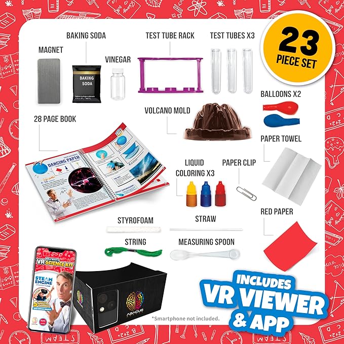 Bill Nye's VR Science Kit Student Edition - Virtual Reality Kids Book and Interactive STEAM Set - Includes All Materials You Need, Ages 6 and Up
