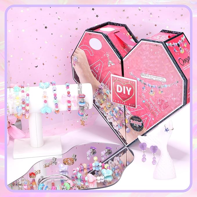Woiworco Bracelet Making Kit, Love Design DIY Charm Bracelet Making Kit Jewelry Making Kit Jewelry Making Supplies DIY Jewelry Box Arts and Crafts Kits Birthday Gifts Valentine's Day Gift (Love)
