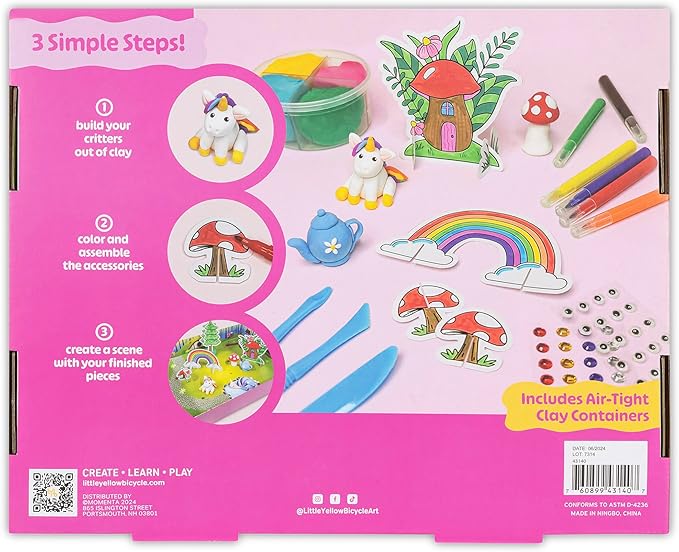 Clay & Play: Fairy Tale Friends Craft Kit - 95pcs, DIY All-in-1 Sensory Set, No Bake Air-Dry, Create - Learn - Play, Kids 6+