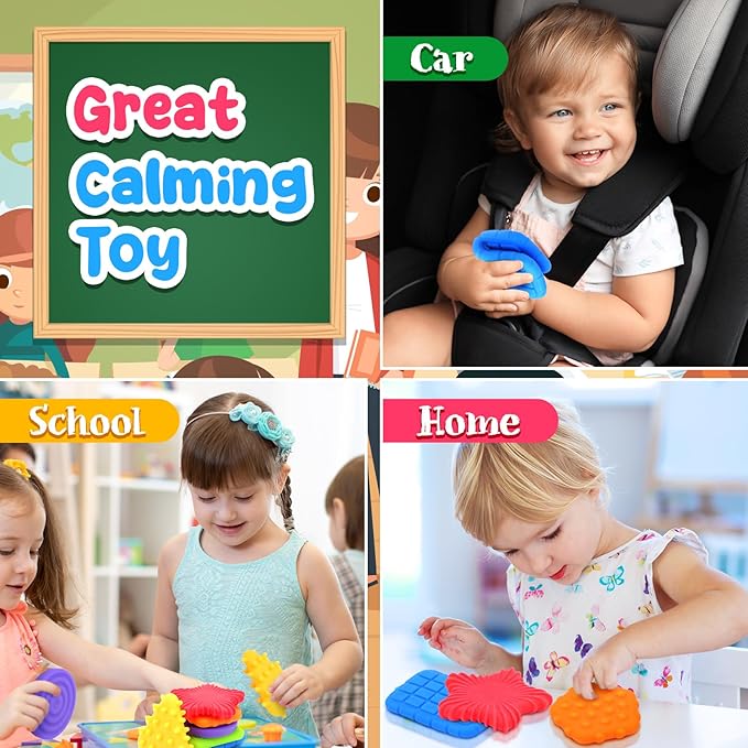 Squishy Sensory Toys for Kids Toddlers: Super Soft & Textured Sensory Fidget Toy for Autistic Children Special Needs | Stress Calming Toys for Kids | Baby Stocking Stuffers Fidget Toy for Autism, ADHD