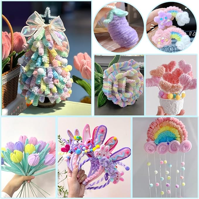 TOAOB 100pcs Pipe Cleaners Colorful Pipe Cleaners Chenille Stems 6mm x 12 Inch Pipe Cleaners Craft Supplies for Art DIY Crafts Decorations
