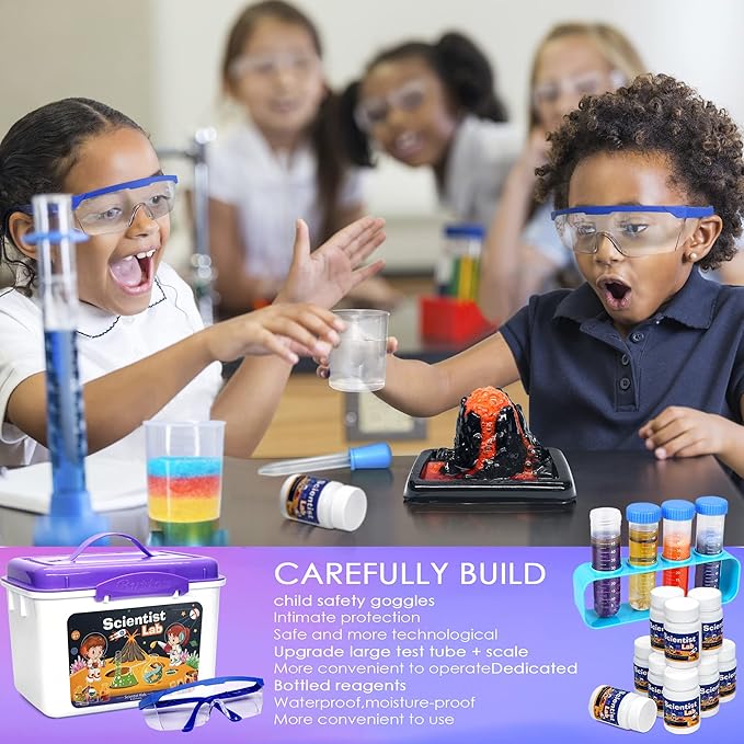 Educational Science Kit Kids Toys - 56 Science Lab Experiments, Science Kits for Kids Age 6-8-10-12, 70+ PCS DIY Stem Projects with Lab Coat Scientist Costume, Educational Toys for Kids Girls Boys