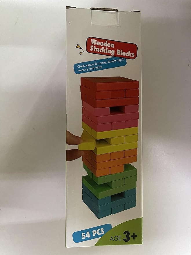 Coogam Wooden Blocks Stacking Game with Storage Bag, Toppling Colorful Tower Building Blocks Balancing Puzzles Montessori Toys Learning Sorting Family Games Educational Toys Gifts for Kids