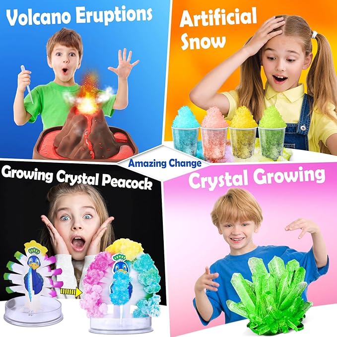 UNGLINGA 60+ Science Experiments Kits for Kids, Boys Girls Toys Gifts, Science Lab STEM Activities Educational Project with Chemistry Set, Erupting Volcano, Magic Colour