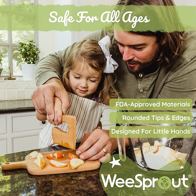 WeeSprout Little Chef Kids Cooking & Baking Set, 14 Piece Cooking Set with Real Kitchen Tools & Kids Apron, Baking Gift for Girls, Boys & Junior Chefs, Food Grade Materials, Choice of Colors