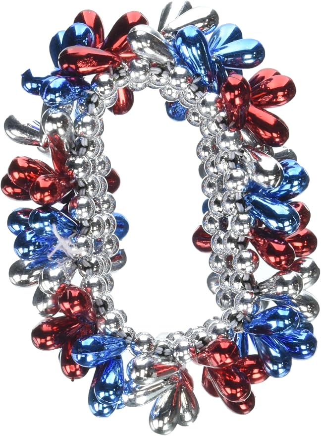 Amscan Drop Bead Bracelet, Party Accessory, Red, Silver, Blue