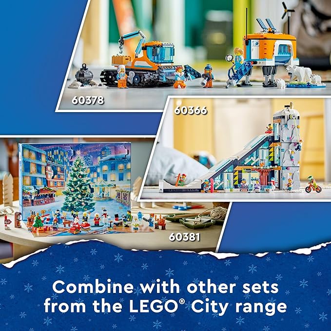 LEGO City 2023 Advent Calendar 60381 Christmas Holiday Countdown Playset, Gift Idea to Countdown to Adventure with Daily Collectible Surprises
