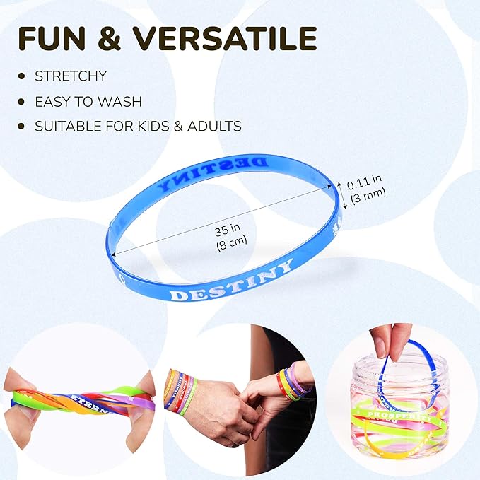 Rubber Bracelets - 50 Pcs Silicone Wristbands - Rubber Band Bracelet Party Favors for Kids - Rubber Bracelet for Kids - Silicone Wristband for Kids - Wristbands Silicone - Vending Machine Toys
